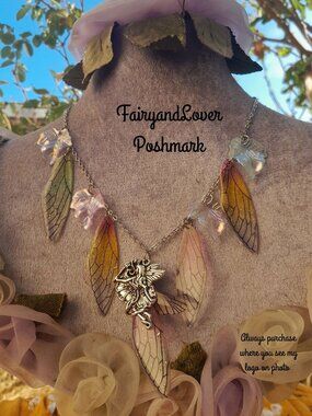 Fairy Wing blessing necklace, ren faire fairy costume accessory gift
